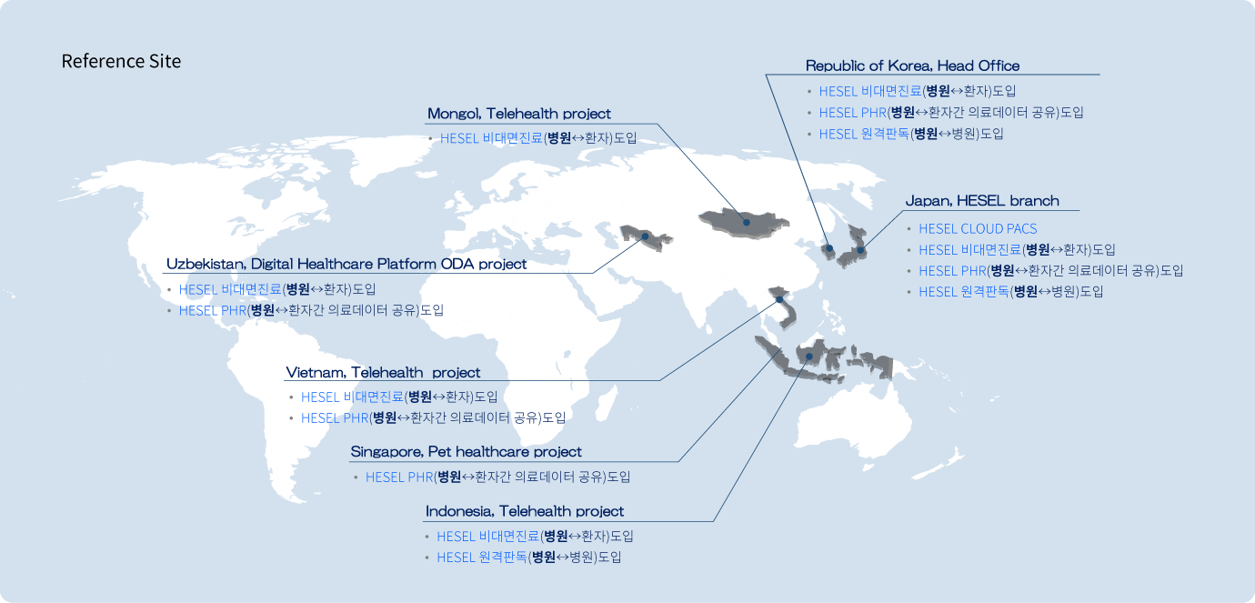 HESEL제품이 도입된 국가지역
